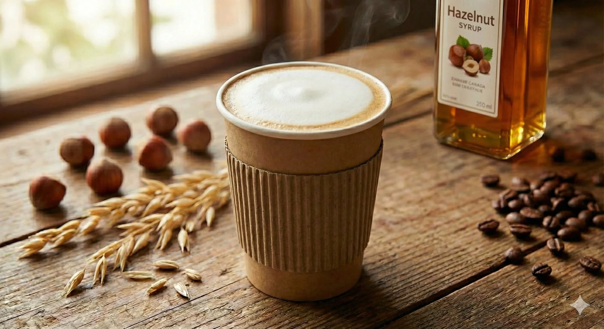 カフェラテとヘーゼルナッツシロップ