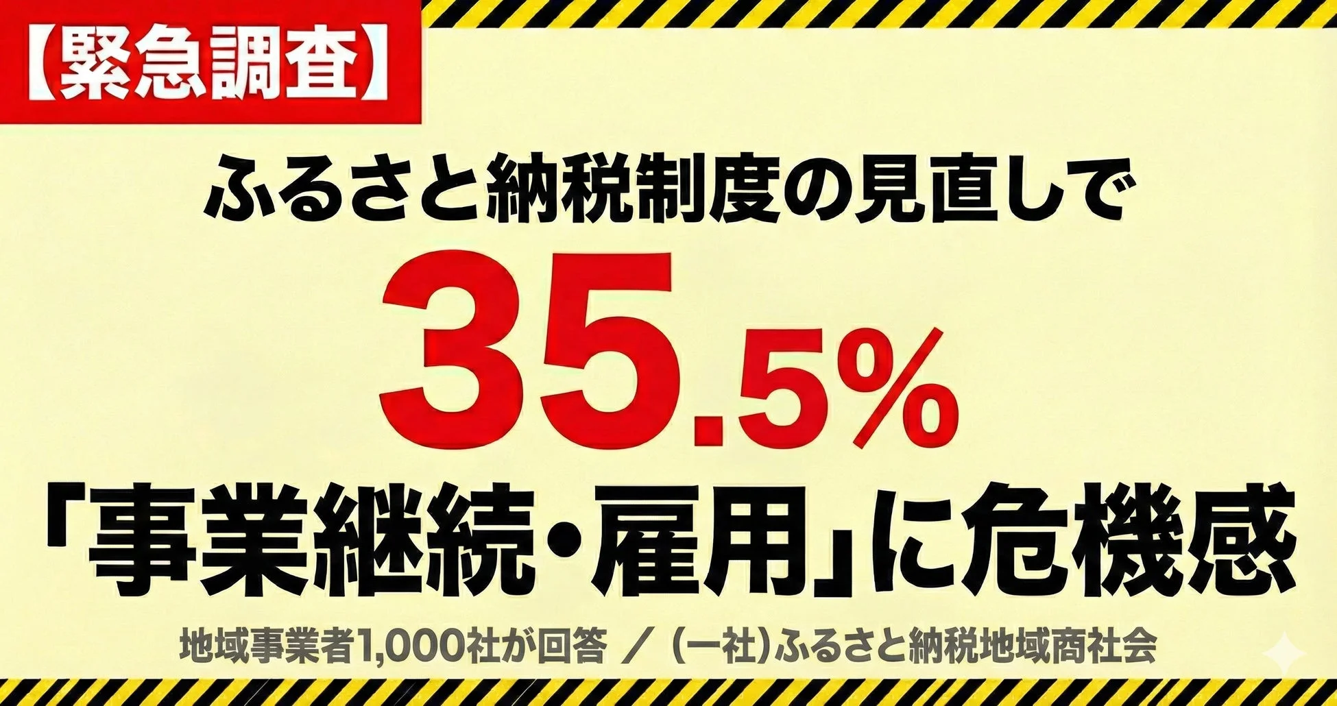 ふるさと納税制度の見直しで35.5%「事業継続・雇用」に危機感