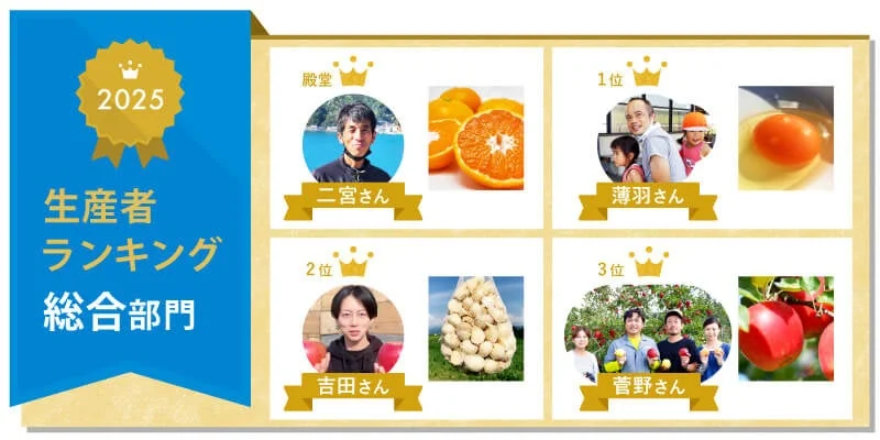 2025年の生産者ランキング総合部門の結果