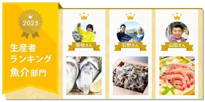 2025年の魚介部門生産者ランキングを示した画像