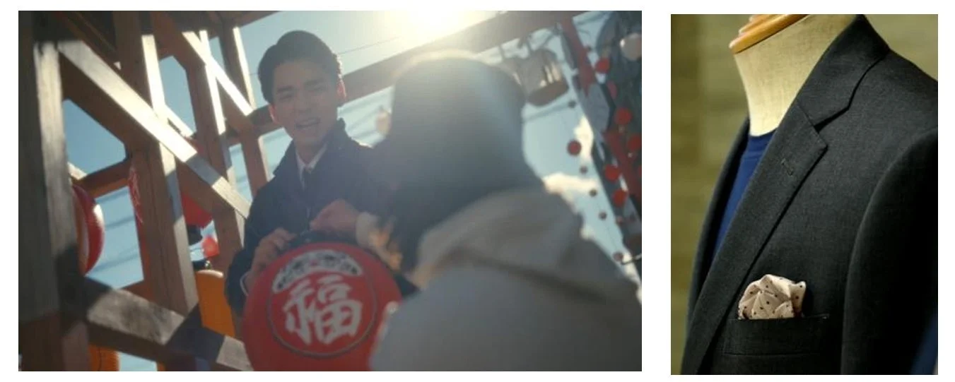 祭り提灯とスーツ