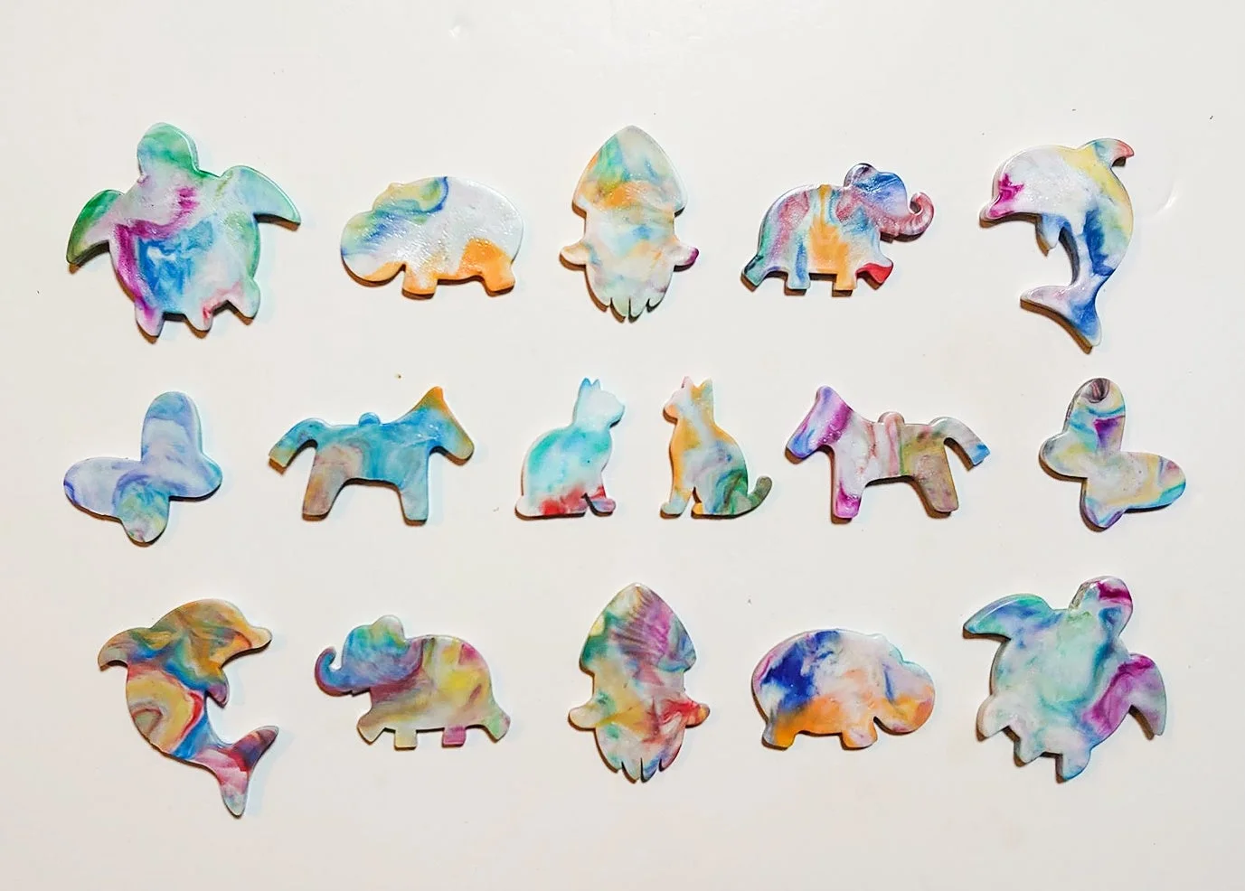 完成した動物キーホルダー