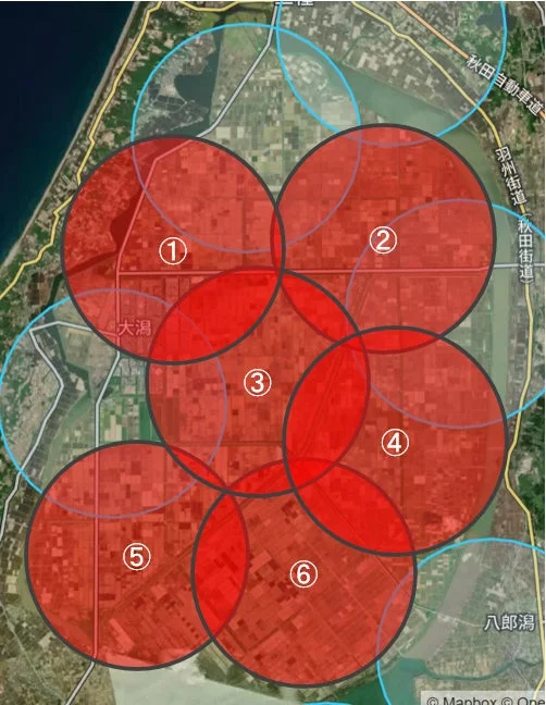 大潟村周辺の地図とカバー範囲