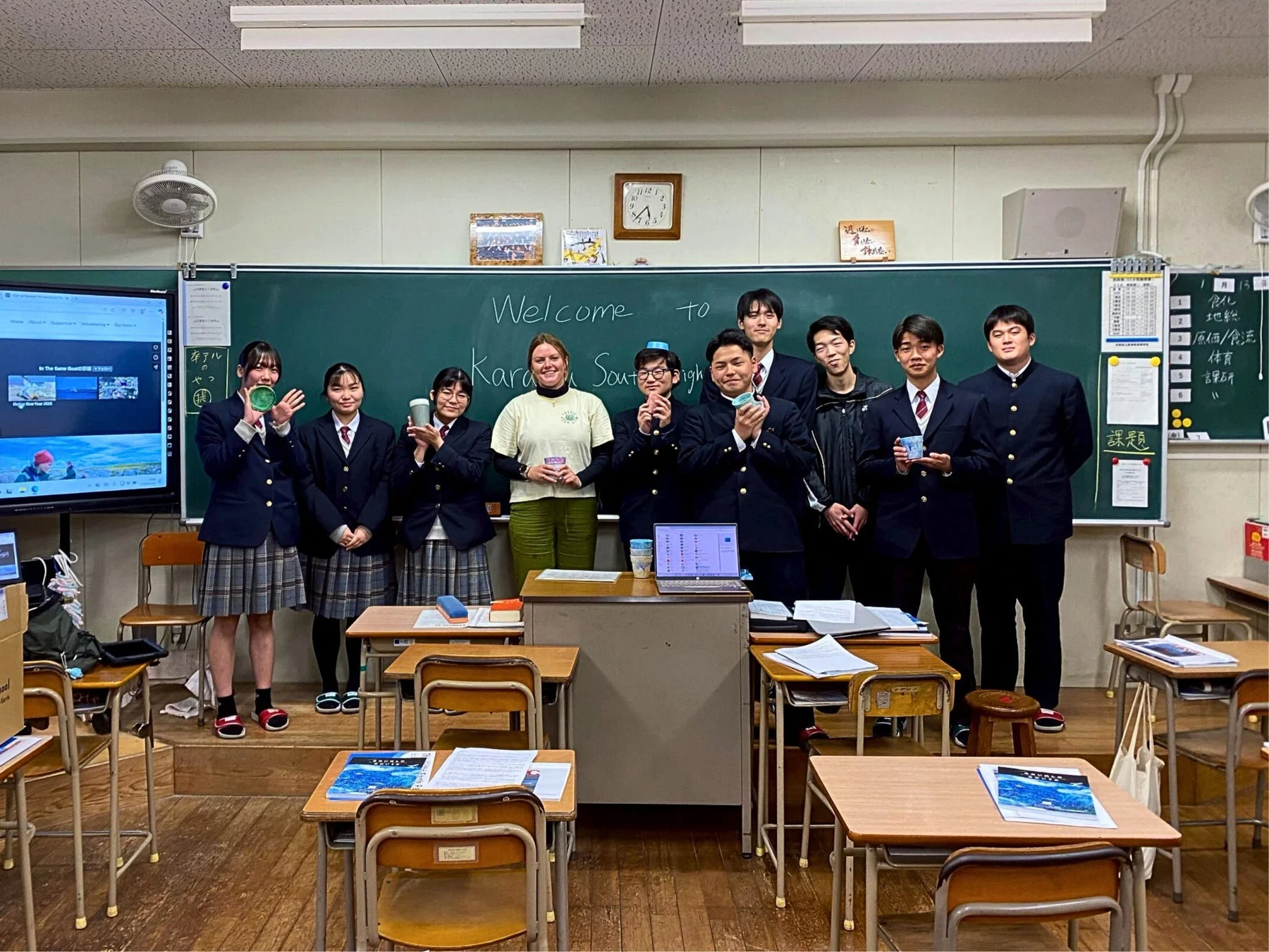 唐津南高校での集合写真