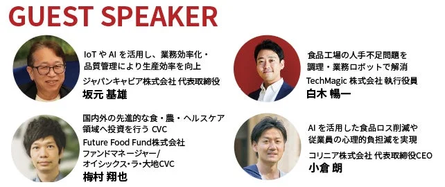 GUEST SPEAKERと題されたイベントの登壇者4名を紹介する画像