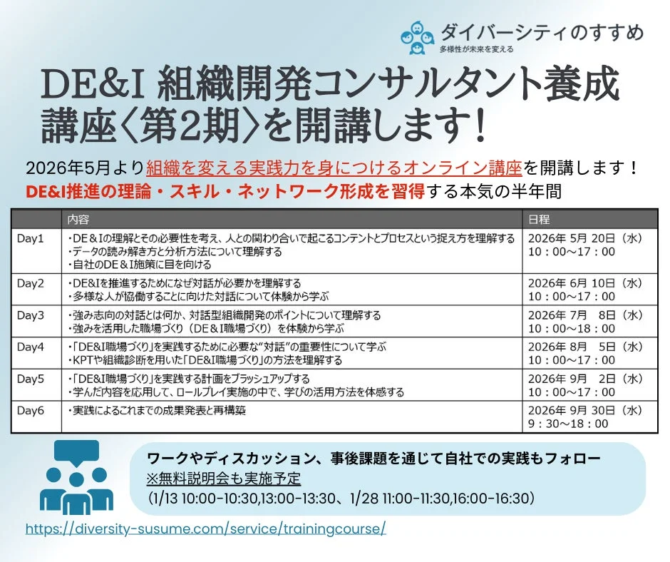 DE＆I 組織開発コンサルタント養成講座〈第2期〉