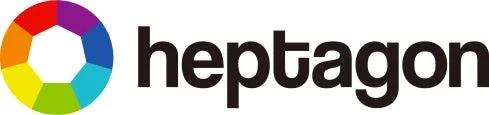 カラフルな七角形のヘプタゴンロゴ