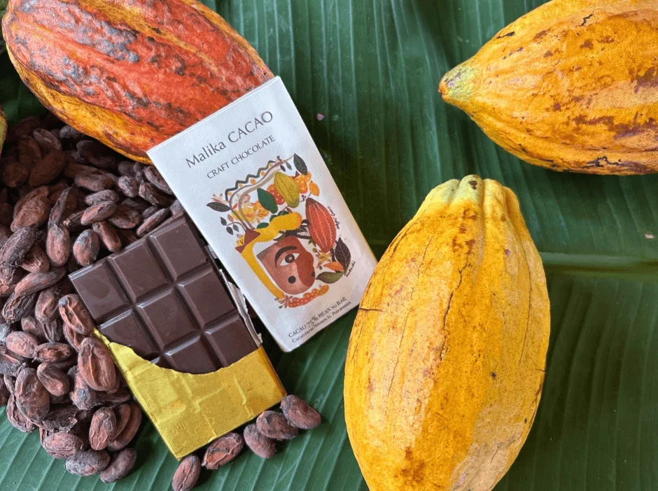カカオポッド、カカオ豆、Malika CACAO CRAFT CHOCOLATE