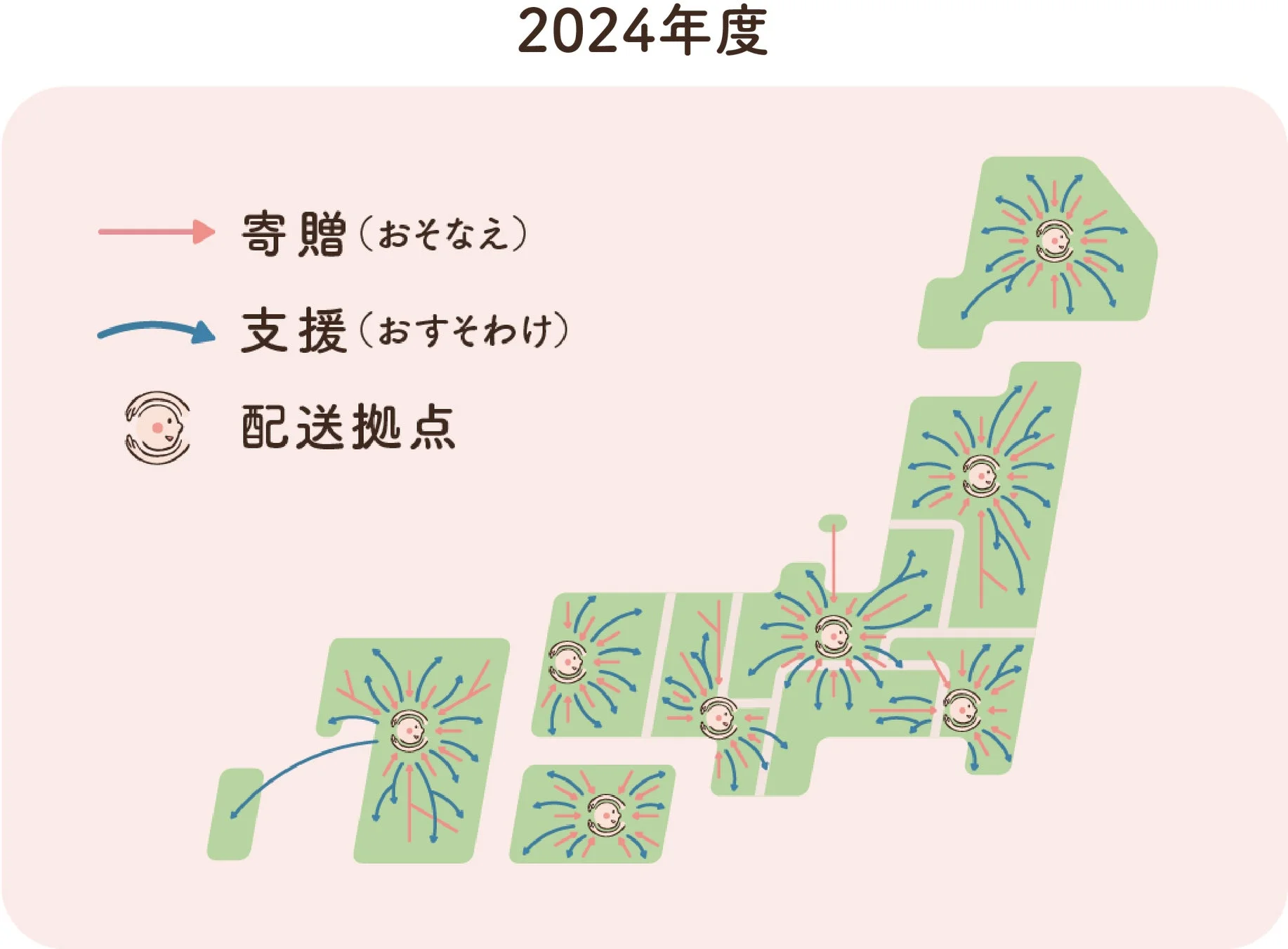 2024年度 寄贈・支援・配送拠点マップ