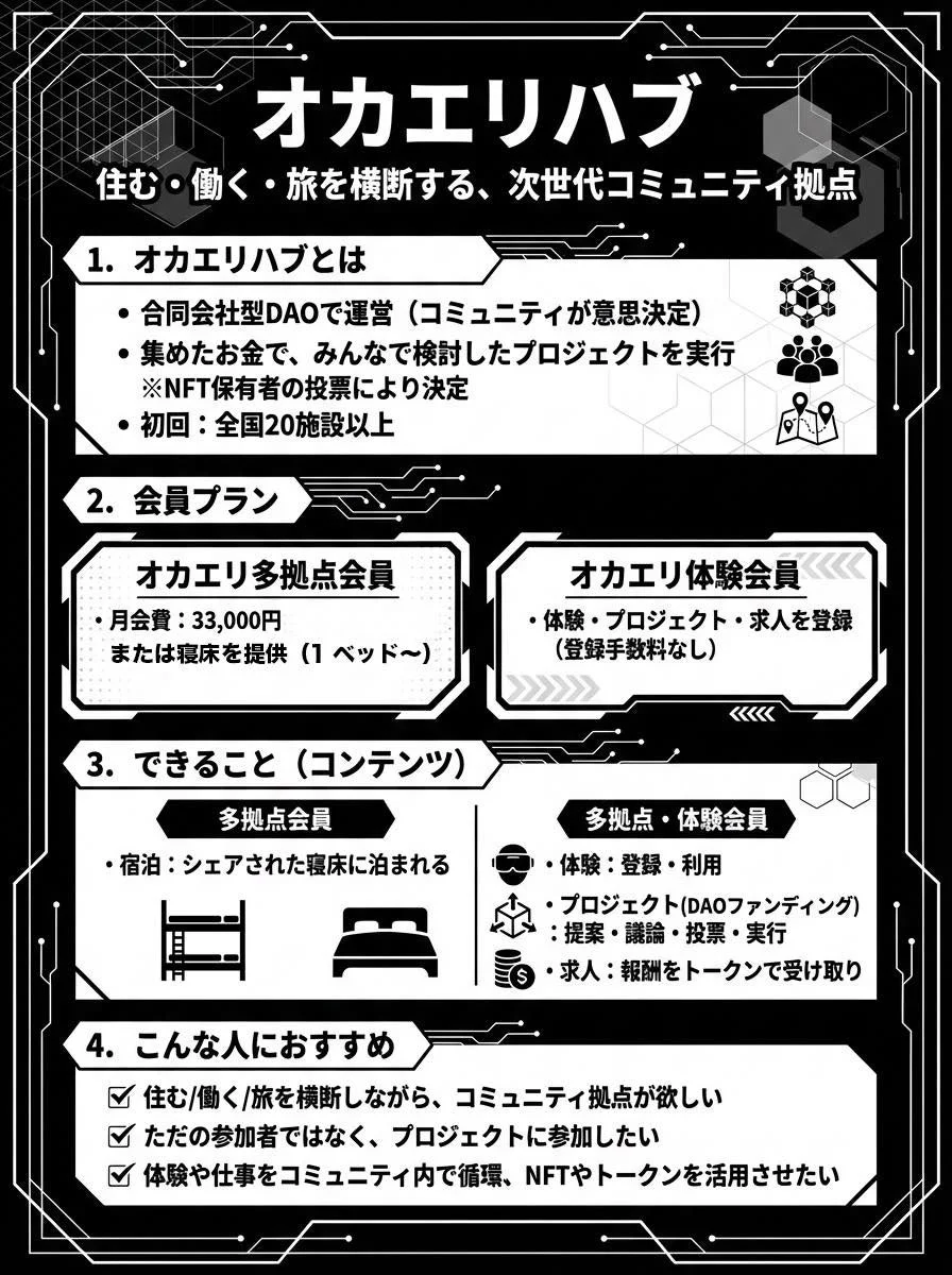 オカエリハブの概要と会員プラン