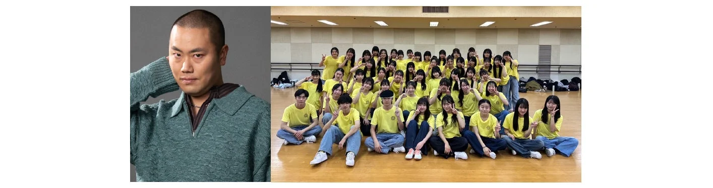 男性と学生の集合写真