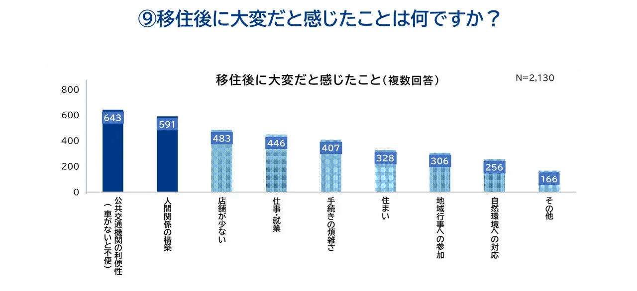 移住後の課題のグラフ