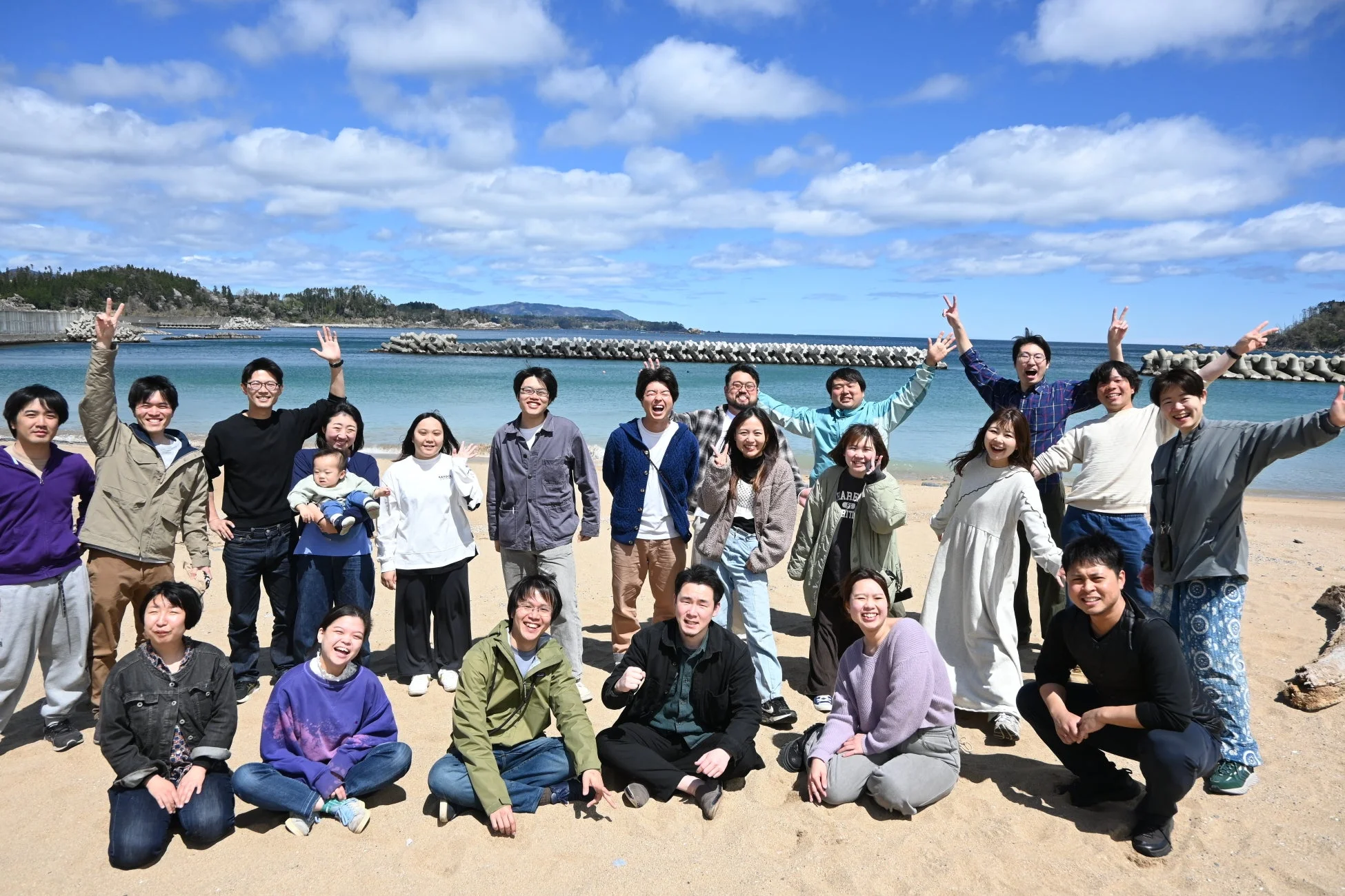 ビーチでの集合写真