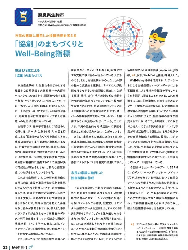 奈良県生駒市の事例、Well-Being指標、協創のまちづくり