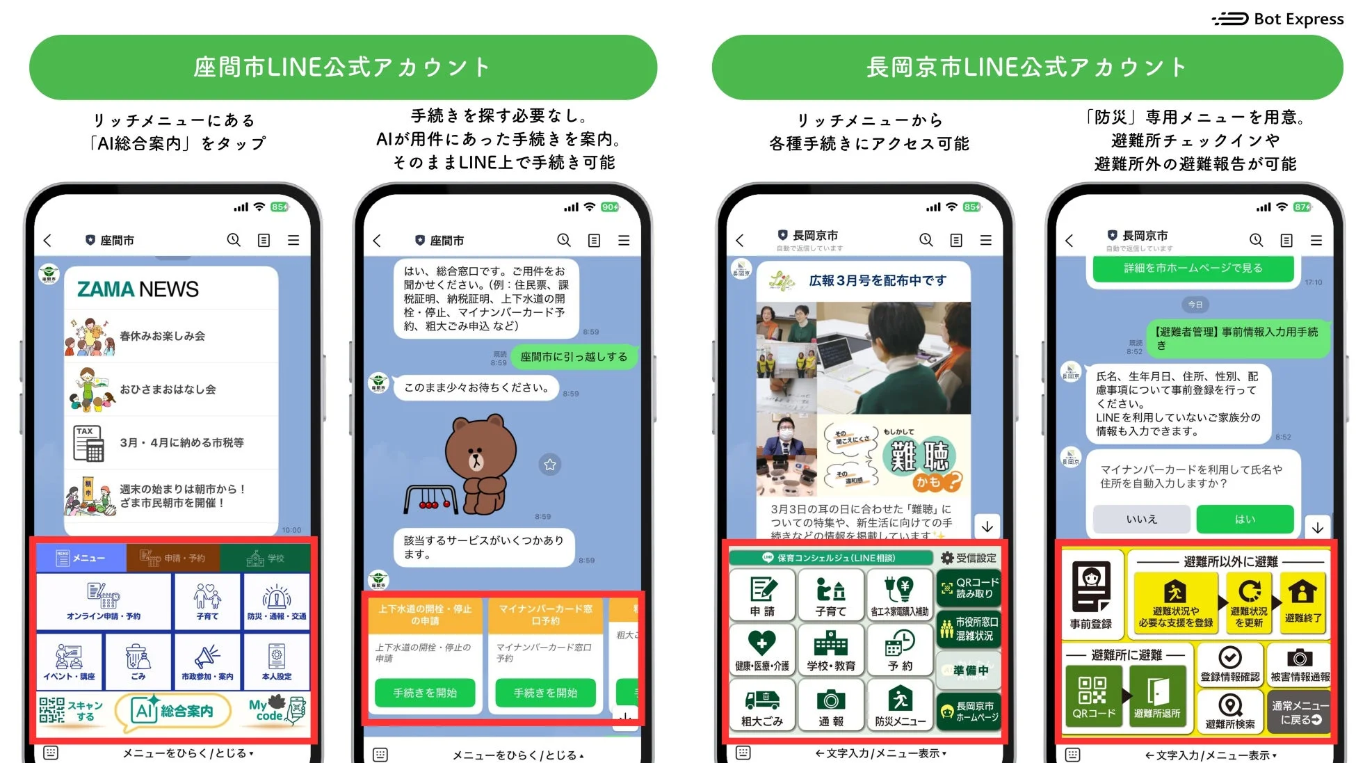 座間市と長岡京市のLINE公式アカウント活用例