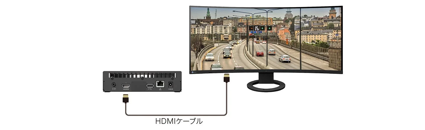 HDMIケーブルで接続されたモニター
