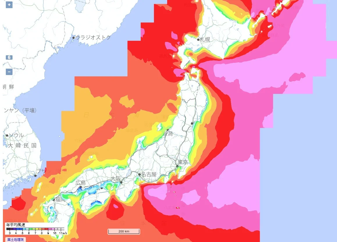 洋上風況マップ