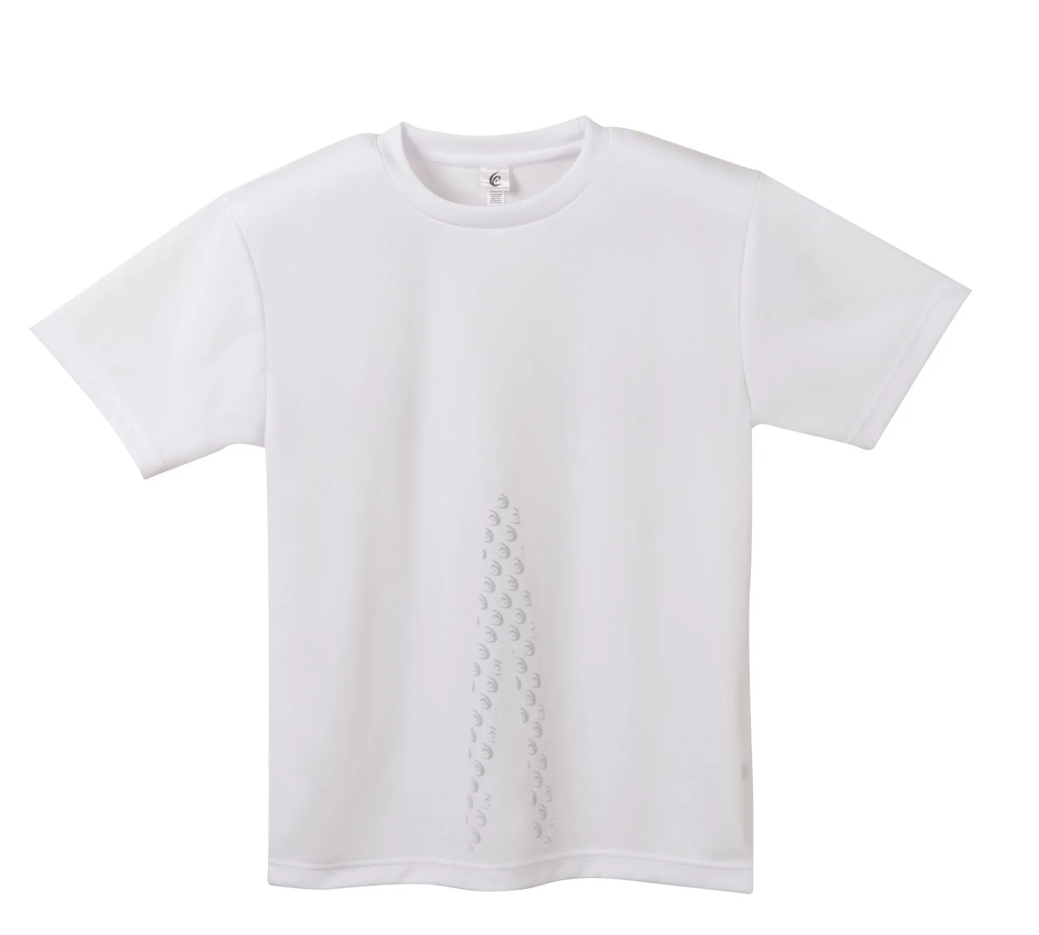 白い丸首の半袖Tシャツ